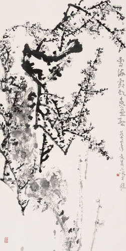 张惠若 己未（1979年）作 梅 立轴 水墨纸本