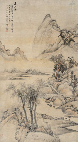 徐行敏（1871～1932） 乙巳（1905年）作 春山图 立轴 设色纸本