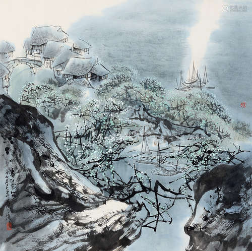 孙君良（b.1941） 丁卯（1987年）作 春江花月 立轴 设色纸本