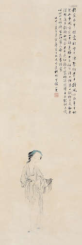 王素（1794～1877） 戊申（1848年）作 仕女 立轴 设色纸本