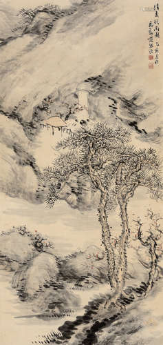 范振绪（1872～1960） 乙亥（1935年）作 清夏欲雨图 立轴 设色纸本
