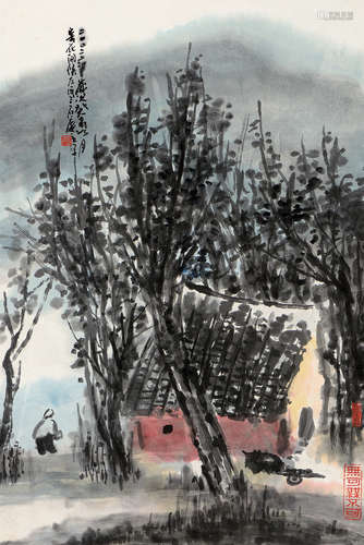 曾宓（b.1935） 癸未（2003年）作 山水人物 立轴 设色纸本