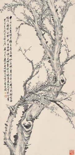 张晋福（？～1932） 辛酉（1921年）作 墨梅 立轴 水墨纸本