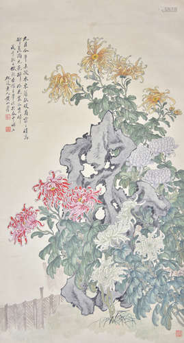 黄山寿 菊花 纸本立轴