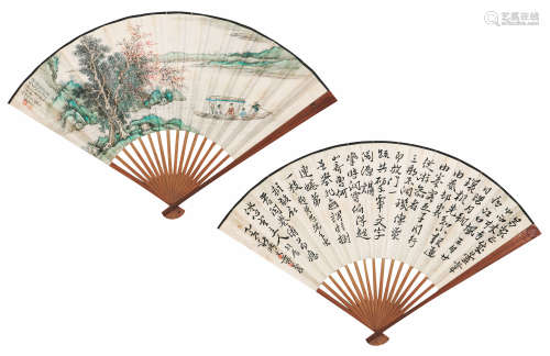 蔡彦才(1892-?)蒋棻(1598-1663)山水人物·书法