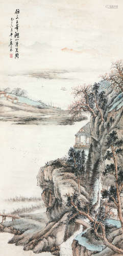袁培基(1870-1943)湖山清夏