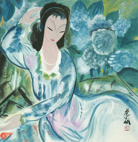 林风眠(1900-1991)繁花仕女