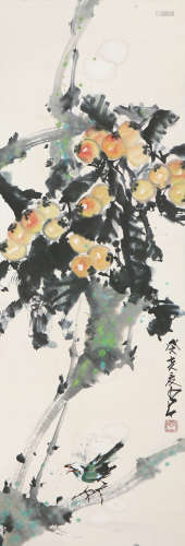 赵少昂(1905-1998)枇杷翠鸟