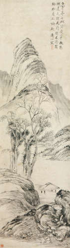 王宸(1720-1797)茅亭溪边