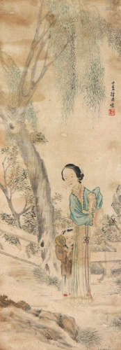 徐祥(约1850-1893)柳荫仕女