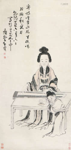 黄慎(1687-1770)教子图