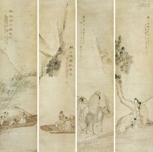 钱慧安(1833-1911)人物四屏
