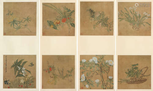 陈洪绶(1599-1652)花卉八桢