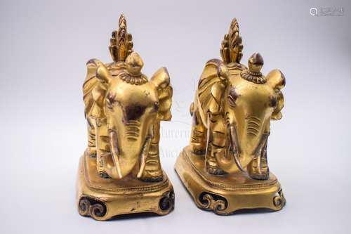 PAIR OF GILT BRONZE 'ELEPHANT' FIGURES