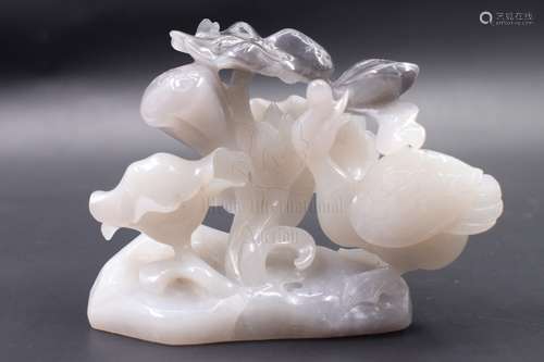 PAIR OF HETIAN JADE CARVED 'SWANS' FIGURES