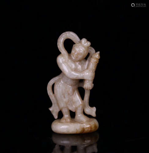 A HETIAN JADE CARVED IMMORTAL FIGURE