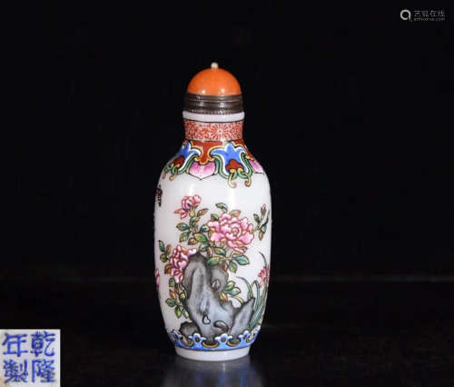 A COLOR PAINTING GLASS SNUFF BOTTLE WITH MARK