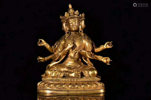 A GILT-BRONZE FIGURE OF BUDDHA