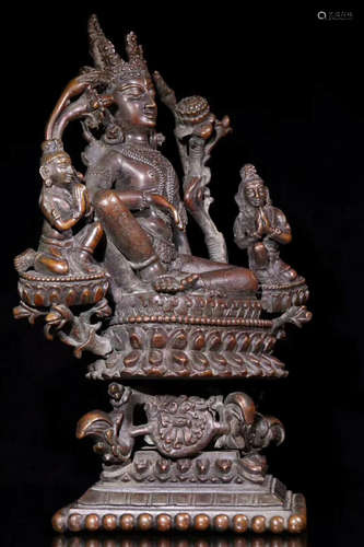 A BRONZE CARVED FIGURE OF BUDDHA