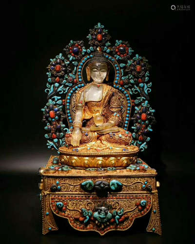 A GILT-SILVER BRONZE BUDDHA