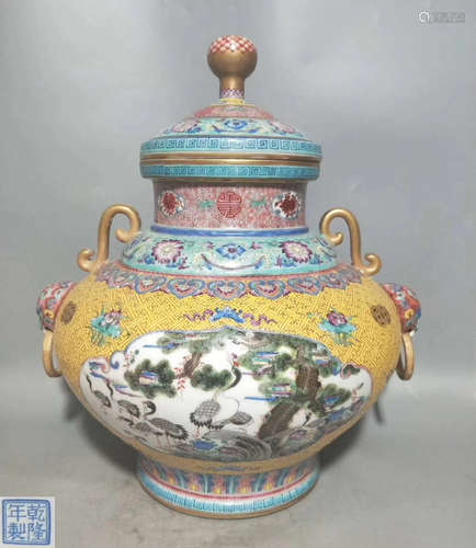 QIANLONG MARK FAMILLE-ROSE VASE