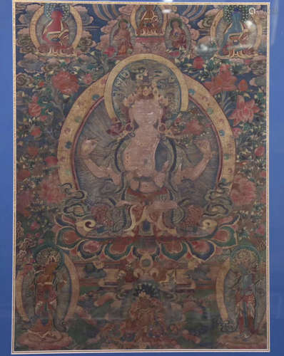 A GUANYIN PATTERN BUDDHIST TANGKA