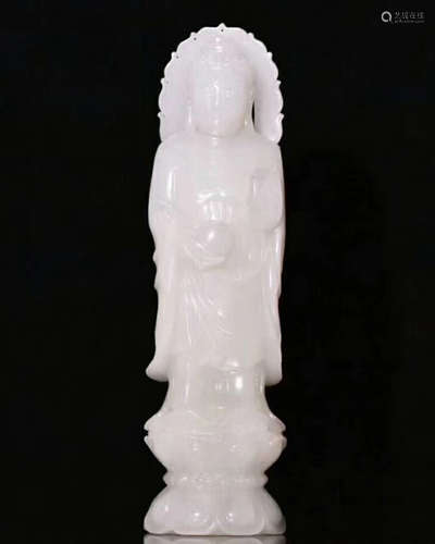 A HETIAN JADE BUDDHA FIGURE