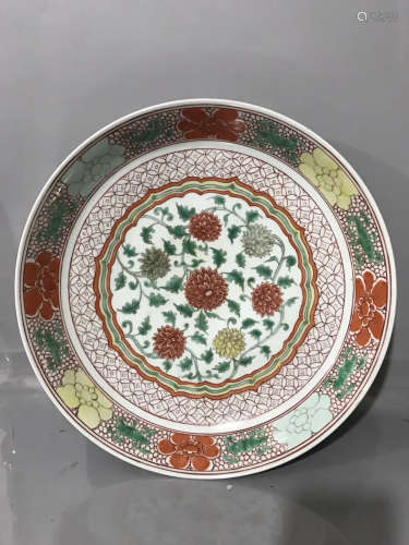 A WUCAI FLOWER CHARGER PLATE