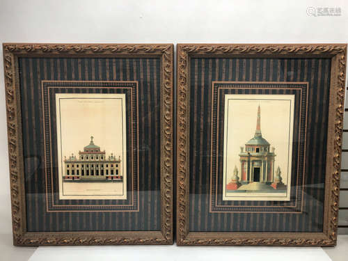 A pair of french neoclassical architectural engravings