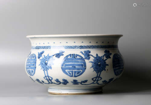 A chinese Qing Emperor Kangxi blue&white incense