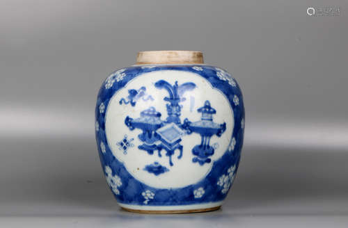 A chinese Qing Emperor Kangxi blue&white jar