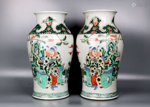 A pair of chinese famille rose vases