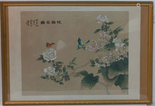 A chinese watercolor painting on silk