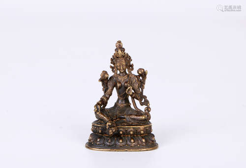 A chinese qing dynasty bronze guanyin statue