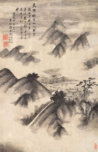 潘思牧（1756～1843） 山川出云图 立轴 水墨纸本