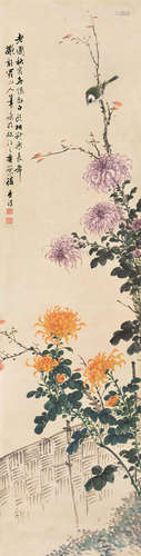 汪如渊（1867～1923） 花鸟 原裱屏轴 设色纸本