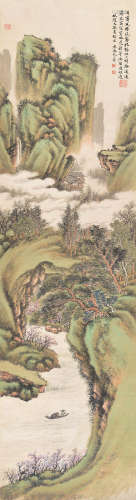 尤小云（1913～1964） 春景山水 屏轴 设色纸本