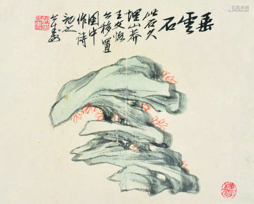 胡公寿（1823～1886） 石头 镜片 设色纸本