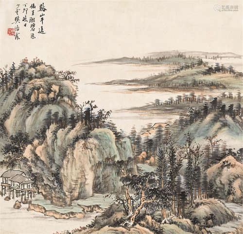 樊浩霖（1885～1962） 溪山平远 镜片 设色纸本
