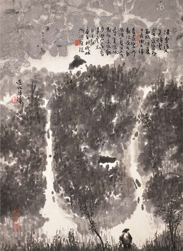 曾宓（b.1935） 山水人物 立轴 水墨纸本