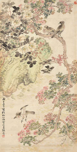 陈摩（1886～1945） 花鸟 镜片 设色纸本