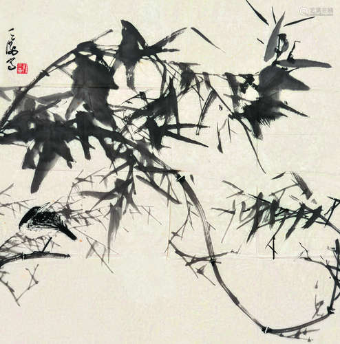 韩天衡（b.1940） 竹林小鸟 软片 水墨纸本