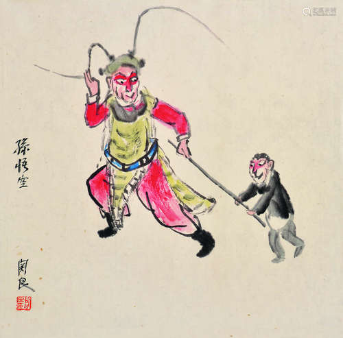 关良（1900～1986） 孙悟空 镜片 设色纸本