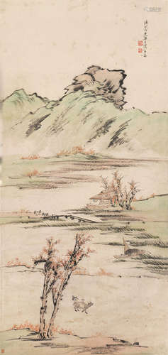 梁于渭（?～1913） 山水 立轴 设色纸本