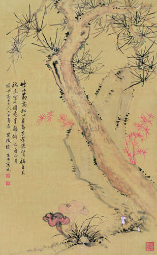 徐宗浩（1880～1957） 竹节高松 立轴 设色绢本