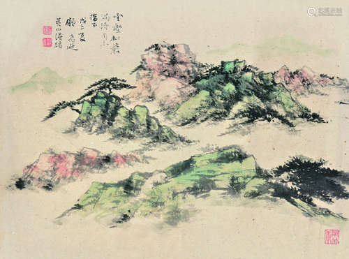 顾飞（1907～2008） 云壑松嵒 镜片 设色纸本