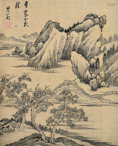 董其昌（1555～1636） 山水 镜片 设色绢本