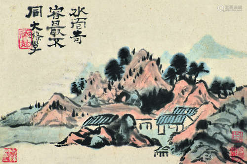 石涛（1642～1718） 水面奇容 册页 设色纸本