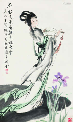 王锡麒（b.1938） 仕女 立轴 设色纸本