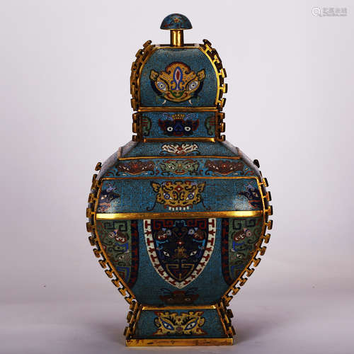 CHINESE CLOISONNE ARCHAIC STYLE ZUN VASE